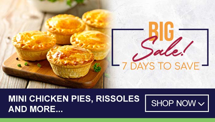 7 Days Big Sale on Mini Chicken Pies, Rissoles and more - visit MyBidfood to shop now