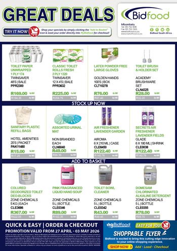 Great Deals on Cleaning and Hygiene Essentials During 27 April - 03 May 2026 - Viewing Online Has Never Been Easier