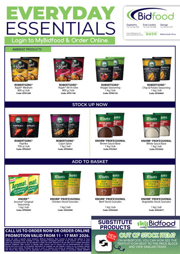 Everyday Essentials on Robertsons Spices, Knorr Professional Stock Granules and More From 11 - 17 May 2026 - Login to MyBidfood & Order Online