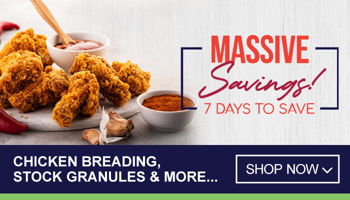 7 Days Massive Savings on Chicken Breading, Stock Granules and more - visit MyBidfood to shop now