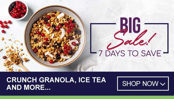 7 Days Big Sale on Crunch Granola, Ice Tea and more - visit MyBidfood to shop now