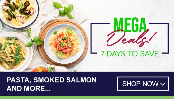 7 Days Mega Deals on Pasta, Smoked Salmon and more - visit MyBidfood to shop now