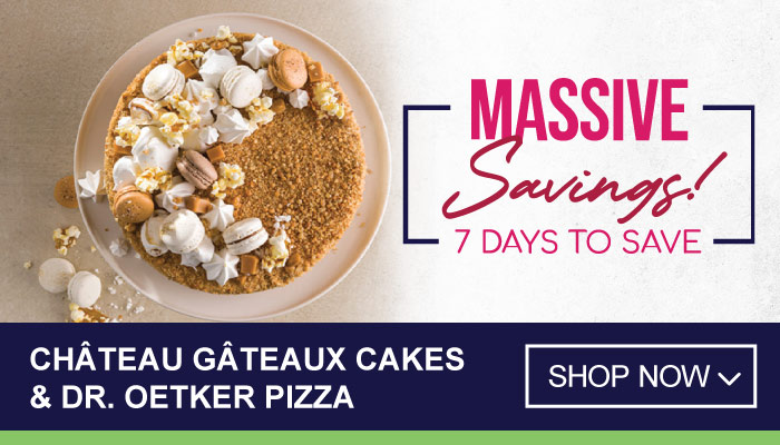 7 Days Massive Savings on Château Gâteaux Cakes & Dr. Oetker Pizza - visit MyBidfood to shop now