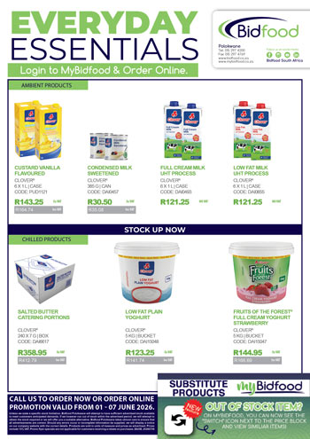 Everyday Essential Dairy Products Promotion From 01 - 07 June 2026 - Login to MyBidfood and Order Online