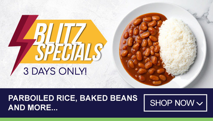 3 Days Blitz Specials on Parboiled Rice, Baked Beans and more - visit MyBidfood to shop now
