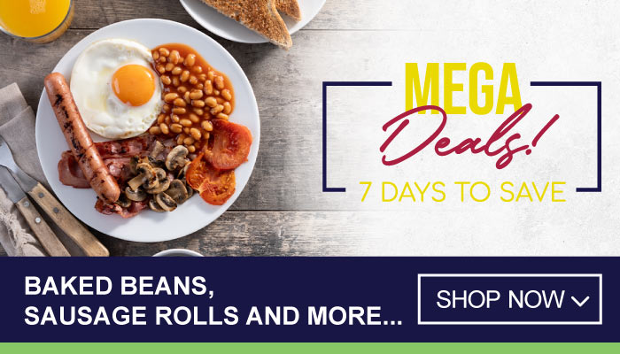 7 Days Mega Deals on Baked Beans, Sausage Rolls and more - visit MyBidfood to shop now