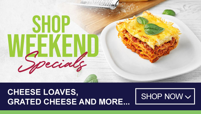 Weekend Specials on Cheese Loaves, Grated Cheese and more - visit MyBidfood to shop now