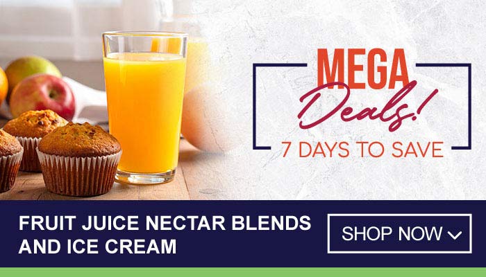 7 Days Mega Deals on Fruit Juice Nectar Blends and Ice Cream - visit MyBidfood to shop now