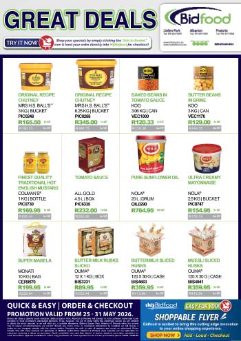 Great Deals on Promotion During 25 - 31 May 2026 - Shop Chutney, Baked Beans, Tomato Sauce, Mayonnaise and More Online