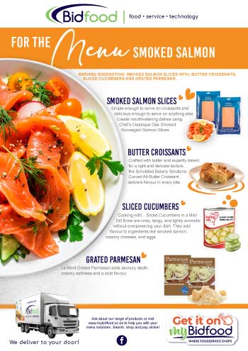 Smoked Salmon Solution Seller - Smoked Salmon Slices, Butter Croissants, Sliced Cucumbers and Grated Parmesan