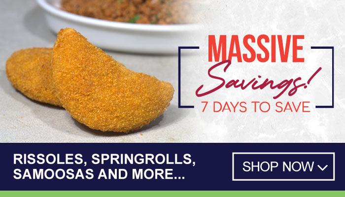 7 Days Massive Savings on Rissoles, Springrolls, Samoosas and more - visit MyBidfood to shop now