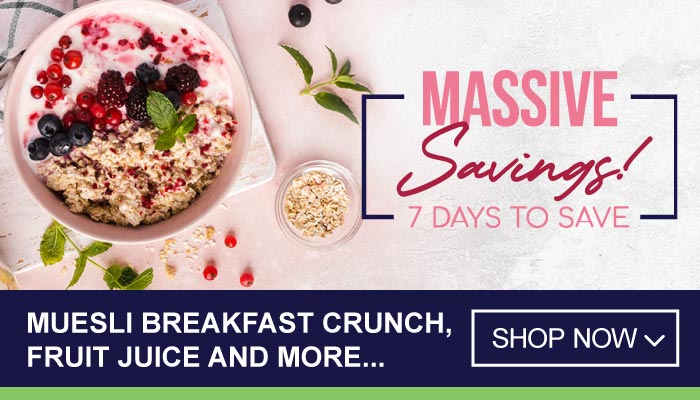 7 Days Massive Savings on Muesli Breakfast Crunch, Fruit Juice and more - visit MyBidfood to shop now
