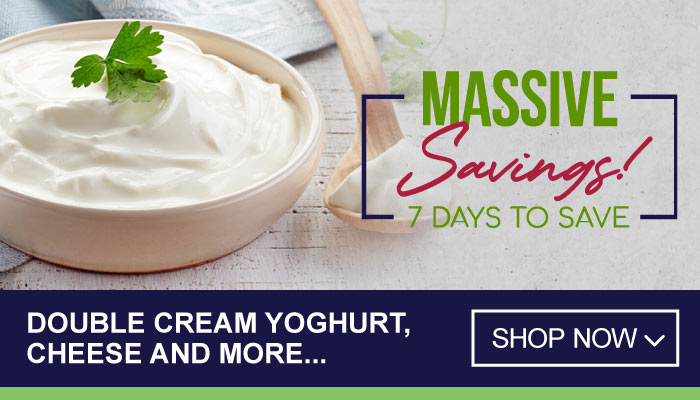 7 Days Massive Savings on Double Cream Yoghurt, Cheese and more - visit MyBidfood to shop now