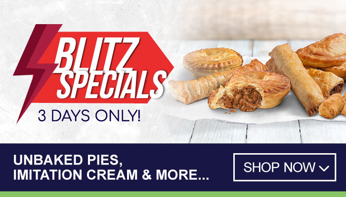 3 Days Blitz Specials on Unbaked Pies, Imitation Cream and more - visit MyBidfood to shop now