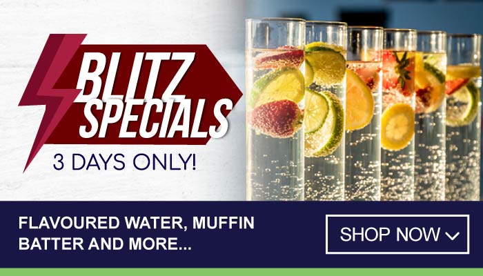 3 Days Blitz Specials on Flavoured Water, Muffin Batter and more - visit MyBidfood to shop now