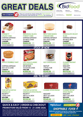 Great Deals on Cakes, Coffee, Pizza, Hot Chocolate and More - Promotion Valid From 15 - 21 June 2026 - Viewing Online Has Never Been Easier