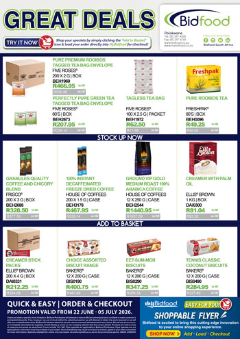 Great Deals on Rooibos Tea, Green Tea, Coffee, Creamer and Biscuits From 22 June - 05 July 2026 - Viewing Online Has Never Been Easier