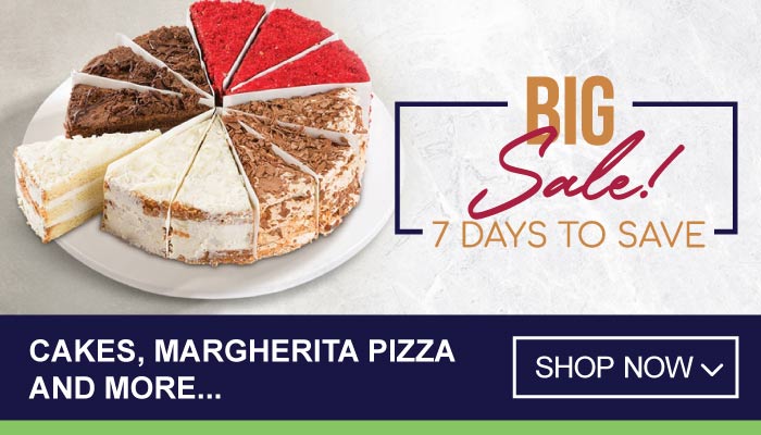 7 Days Big Sale on Cakes, Margherita Pizza and more - visit MyBidfood to shop now