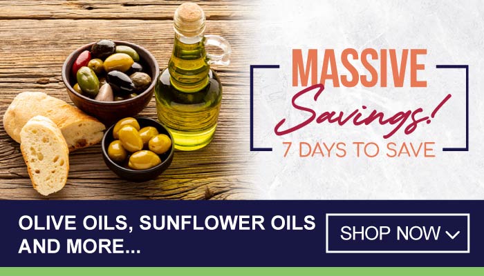 7 Days Massive Savings on Olive Oils, Sunflower Oils and more - visit MyBidfood to shop now