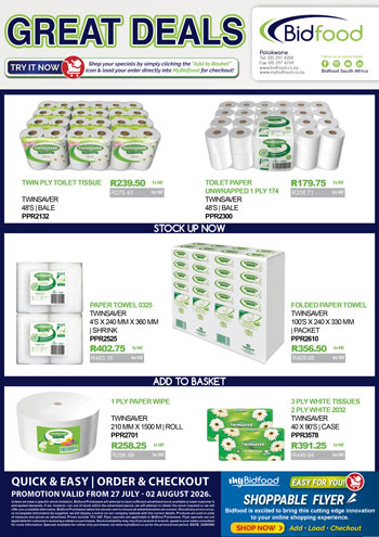 View Our Interactive Shoppable Flyer - Great Deals on Twinsaver Toilet Tissue, Paper Towels and White Tissues From 27 July - 02 August 2026 - Add - Load - Checkout