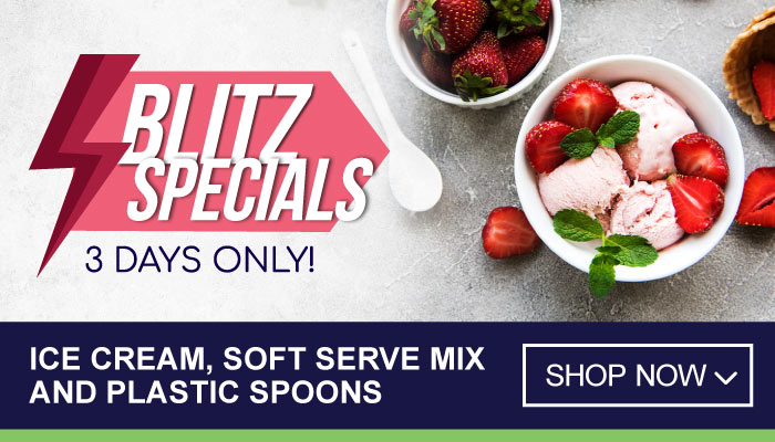 3 Days Blitz Specials on Ice Cream, Soft Serve Mix and Plastic Spoons - visit MyBidfood to shop now
