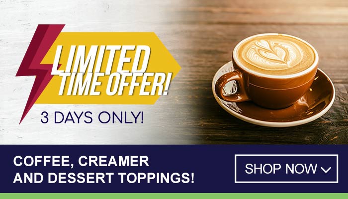 3 Days Limited Time Offer on Coffee, Creamer and Dessert Toppings - visit MyBidfood to shop now