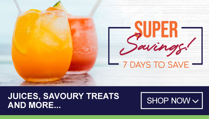 7 Days Super Savings on Juices, Savoury Treats and more - visit MyBidfood to shop now