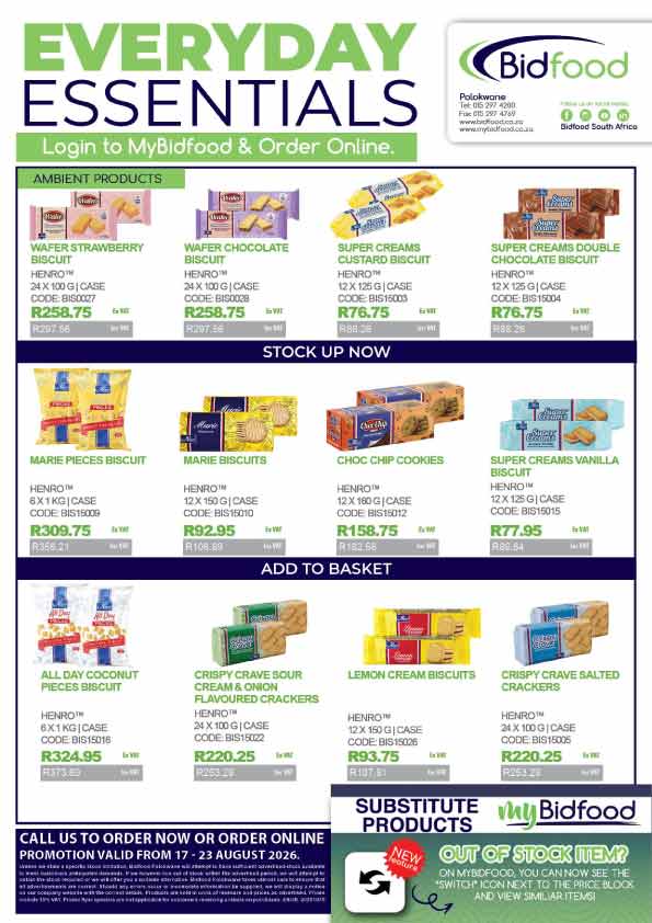 Everyday Essentials on Promotion From 17 - 23 August 2026 - Biscuits, Cookies and Crackers - Login to MyBidfood and Order Online