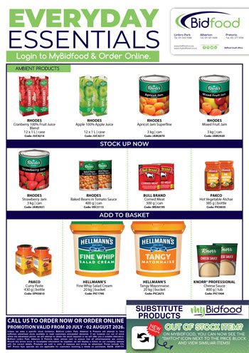 Everyday Essentials Promotion Flyer Valid From 20 July - 02 August 2026 - Rhodes, Hellmann's, Knorr and More