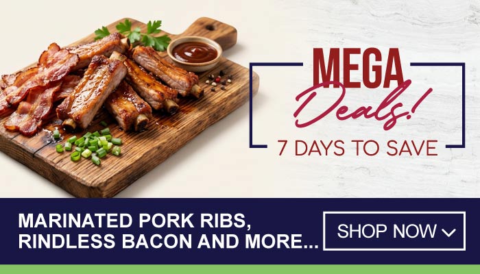7 Days Mega Deals on Marinated Pork Ribs, Rindless Bacon and more - visit MyBidfood to shop now
