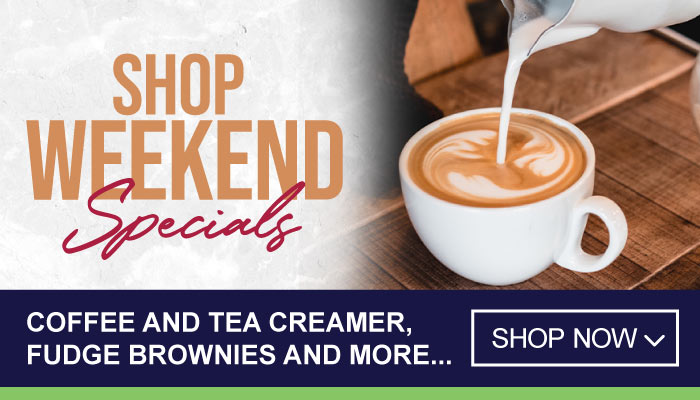 Weekend Specials on Coffee and Tea Creamer, Fudge Brownies and more - visit MyBidfood to shop now