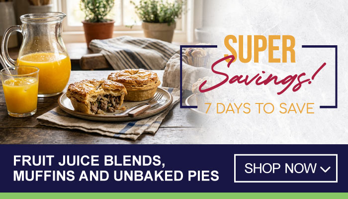 7 Days Super Savings on Fruit Juice Blends, Muffins And Unbaked Pies - Visit MyBidfood To Shop Now