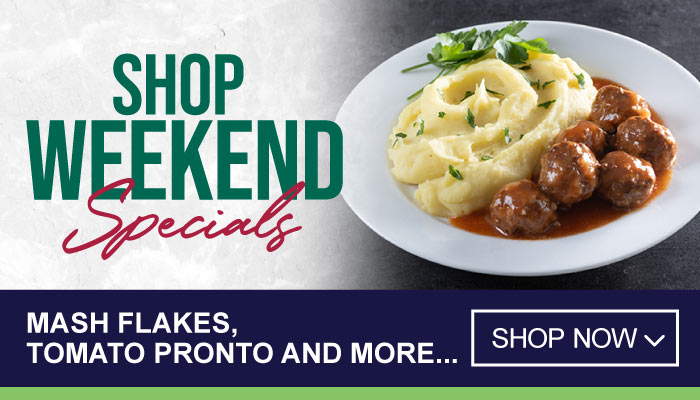 Weekend Specials on Mash Flakes, Tomato Pronto and more - visit MyBidfood to shop now
