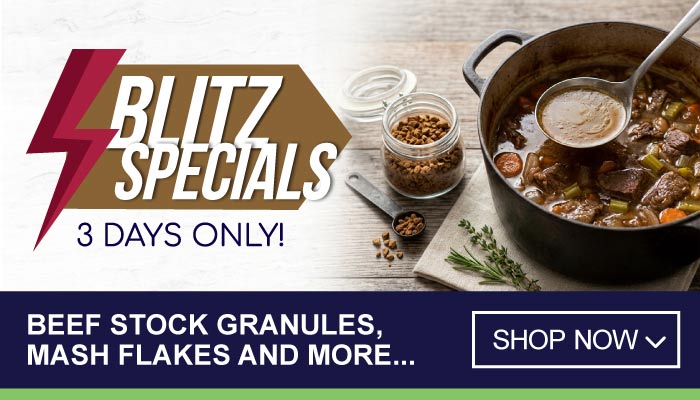 3 Days Blitz Specials on Beef Stock Granules, Mash Flakes and more - visit MyBidfood to shop now