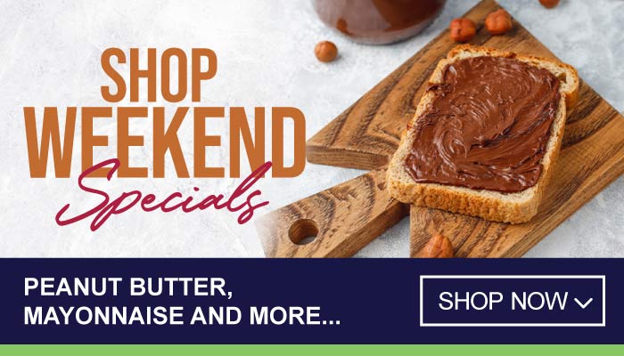 Weekend Specials on Peanut Butter, Mayonnaise and more - visit MyBidfood to shop now