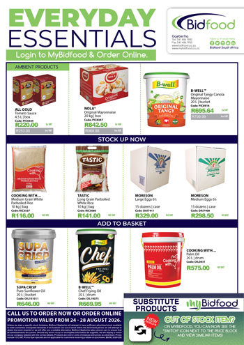 Everyday Essentials Ambient Products on Promotion During 24 - 28 August 2026 - Tomato Sauce, Mayonnaise, Maize Meal, Rice and More - Login to MyBidfood and Order Online