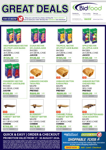 Great Deals on Promotion During 17 - 30 August 2026 - Juices, Pies and Assorted Muffins - Quick and Easy Online Ordering and Checkout