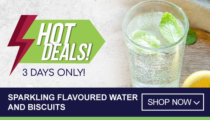 3 Days Hot Deals on Sparkling Flavoured Water and Biscuits - visit MyBidfood to shop now