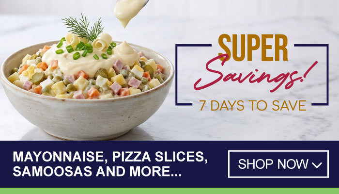 7 Days Massive Savings on Mayonnaise, Pizza Slices, Samoosas and more - visit MyBidfood to shop now