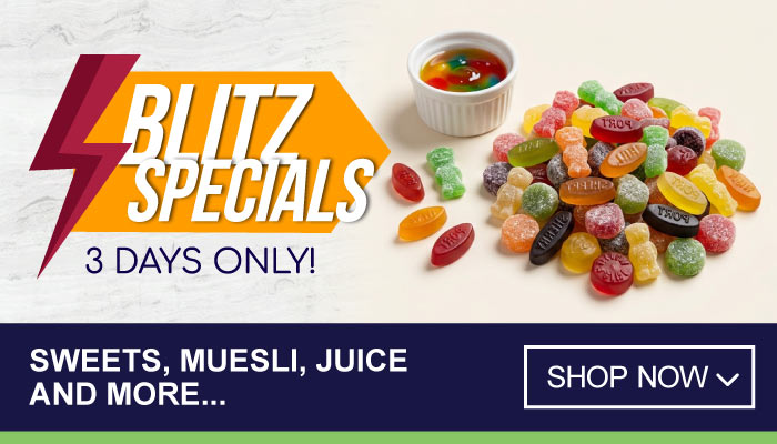 3 Days Blitz Specials on Sweets, Muesli, Juice and more - visit MyBidfood to shop now