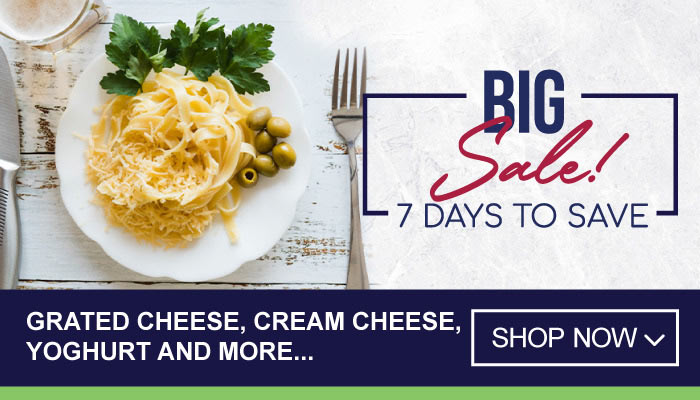 7 Days Big Sale on Grated Cheese, Cream Cheese, Yoghurt and more - visit MyBidfood to shop now