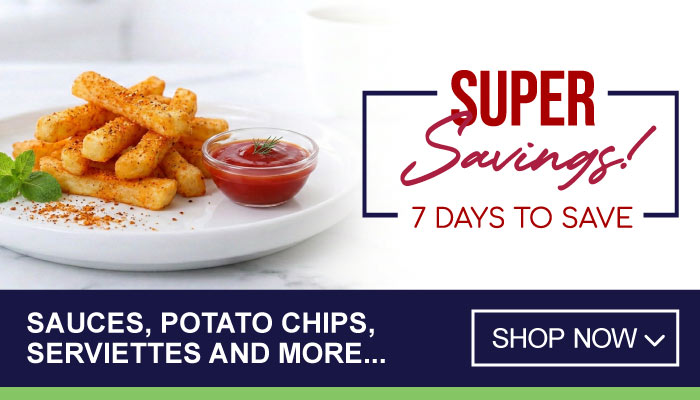 7 Days Super Savings on Sauces, Potato Chips, Serviettes and more - visit MyBidfood to shop now