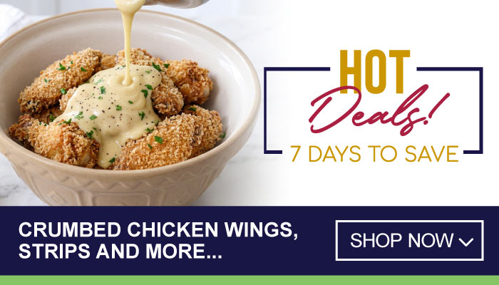 7 Days Breakfast Specials on Crumbed Chicken Wings, Strips and more - visit MyBidfood to shop now