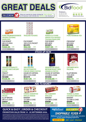Everyday Essentials on Promotion From 14 - 20 September 2026 - Login to MyBidfood and Order Online