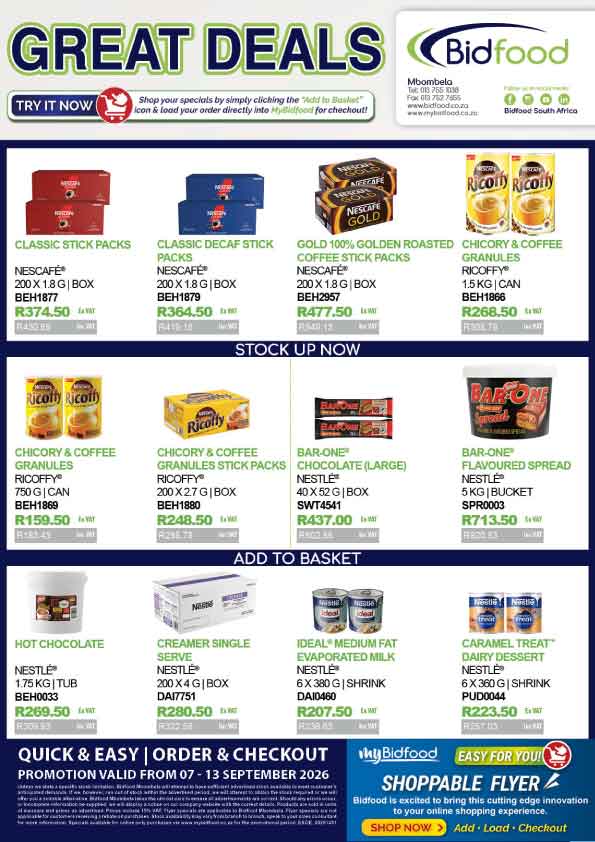 Everyday Essentials On Promotion From 07 - 13 September 2026 - Login to MyBidfood & Order Online