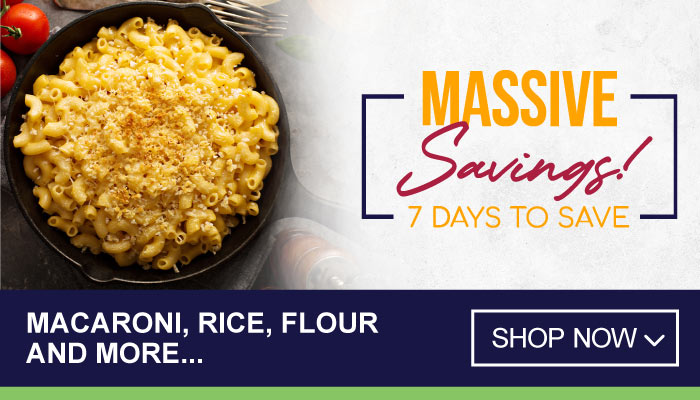 7 Days Massive Savings on Macaroni, Rice, Flour and more - visit MyBidfood to shop now