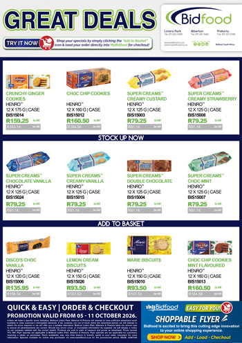 Great Deals on Promotion During 05 - 11 October 2026 - View Our Shoppable Flyer and Order Online with Bidfood
