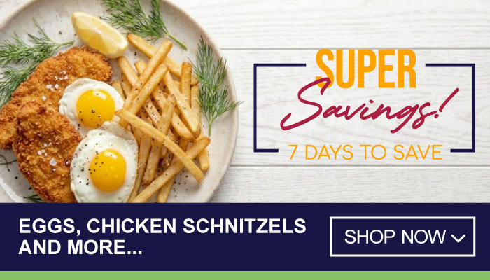 7 Days Super Savings on Eggs, Chicken Schnitzels and more - visit MyBidfood to shop now