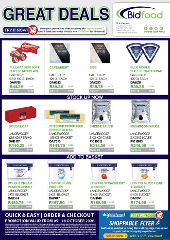 Everyday Essentials on Promotion From 05 - 18 October 2026 - Login to MyBidfood and Order Online