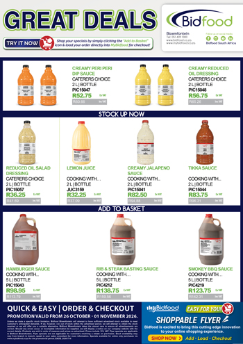 Great Deals on Promotion During 26 October - 01 November 2026 - View Our Shoppable Flyer and Order Online with Bidfood